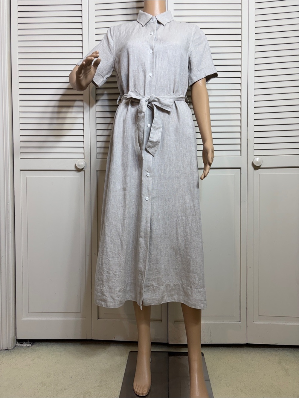 Aritzia Wilfred $168 Eleta Linen Midi Shirt Dress Size Small